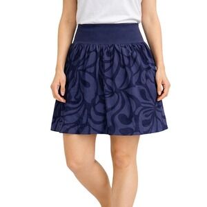 J.Crew Navy Blue Burnout Floral Skirt Wide Waistband Flared Mini Small